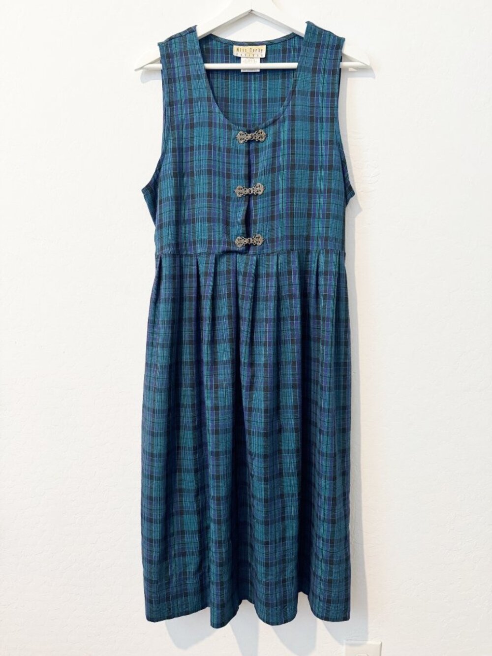 Vintage Miss Dorby Plaid Dress 10P Preppy Academia Cottagecore Schoolgirl‎ Midi